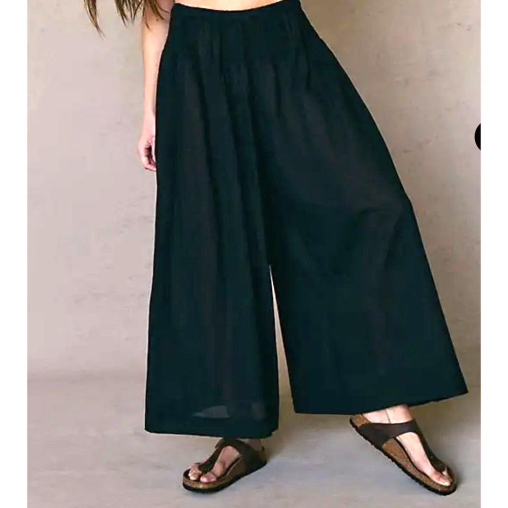 NWT Free People Rising Sun Pants- Smocked Elastic Waist Wide Leg - Size M - Picture 3 of 10